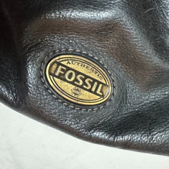 Black Leather Aged Metal Hardware Fossil Crossbody Small Petite - Picture 5 of 11